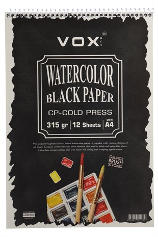 315 gr Siyah Suluboya Blok - Cold Press - A4 - 12 Yaprak